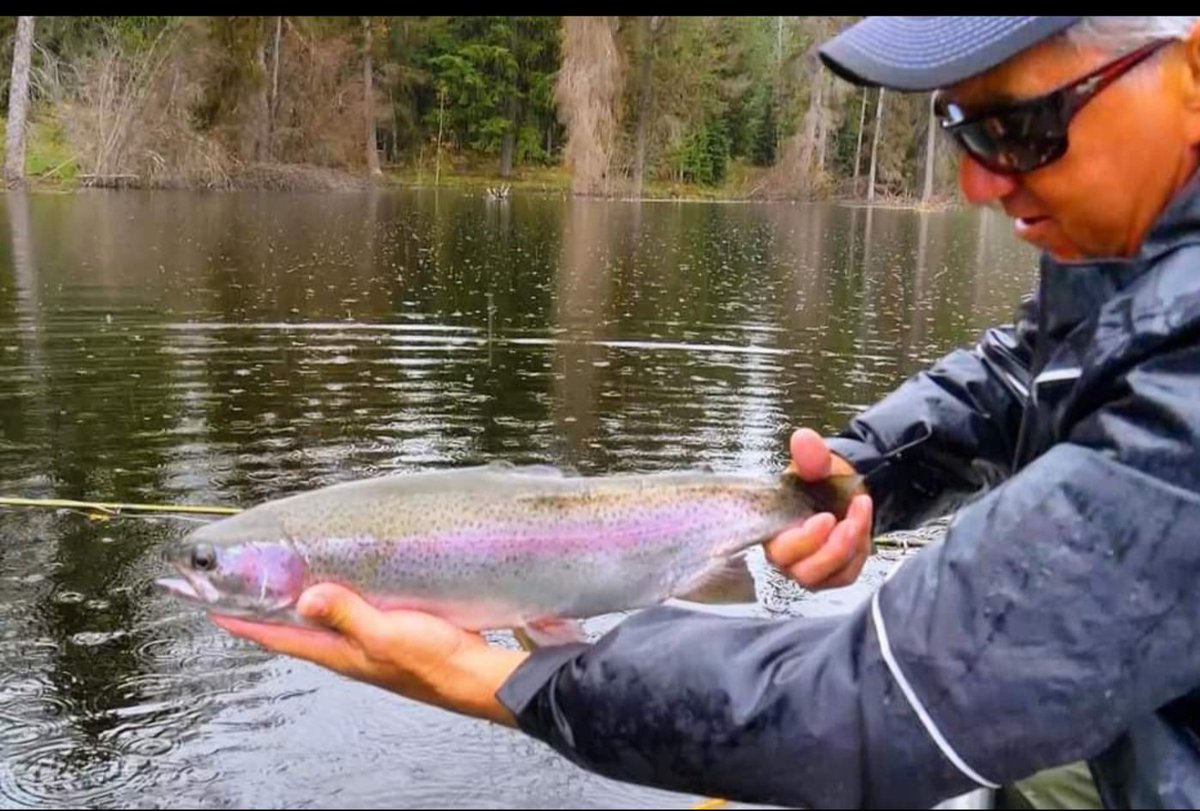 Don displaying a healthy rainbow from Show #4 of Series 27, Seven Half Diamond Ranch with Trout Waters Fly &amp; Tackle. Hopefully, ice comes off our lakes soon, so we can target more of these beautiful fish. #trout #troutfishing #fishing #flyfishing