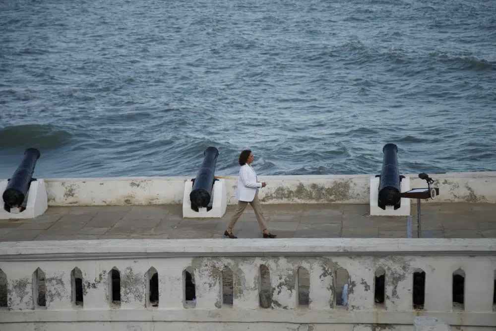 douglandry's tweet photo. Pitch perfect press advance from the @VP's Ghana team to set the stage for these shots to come out like this for the visit to the Cape Coast Castle slave fort

Not a single stray staffer or agent to distract, with broad &amp; stark outdoor vistas to capture. https://t.co/TMVMfxft2b