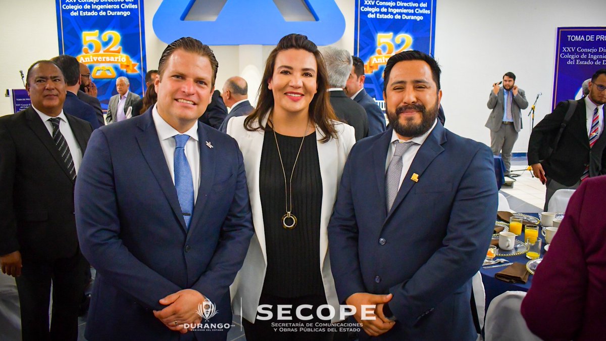 SecopeDurango's tweet photo. Acompañamos al Colegio de Ingenieros Civiles de Durango (CICED), en la toma de protesta de su XXV Consejo Directivo que encabeza el Ing. Abel Morales. Nos dio gusto saludar a @IngOscarCoello y a @LilyContreras89, primera mujer en presidir el CICED y a quien reconocemos su trabajo https://t.co/1674TsJDSC