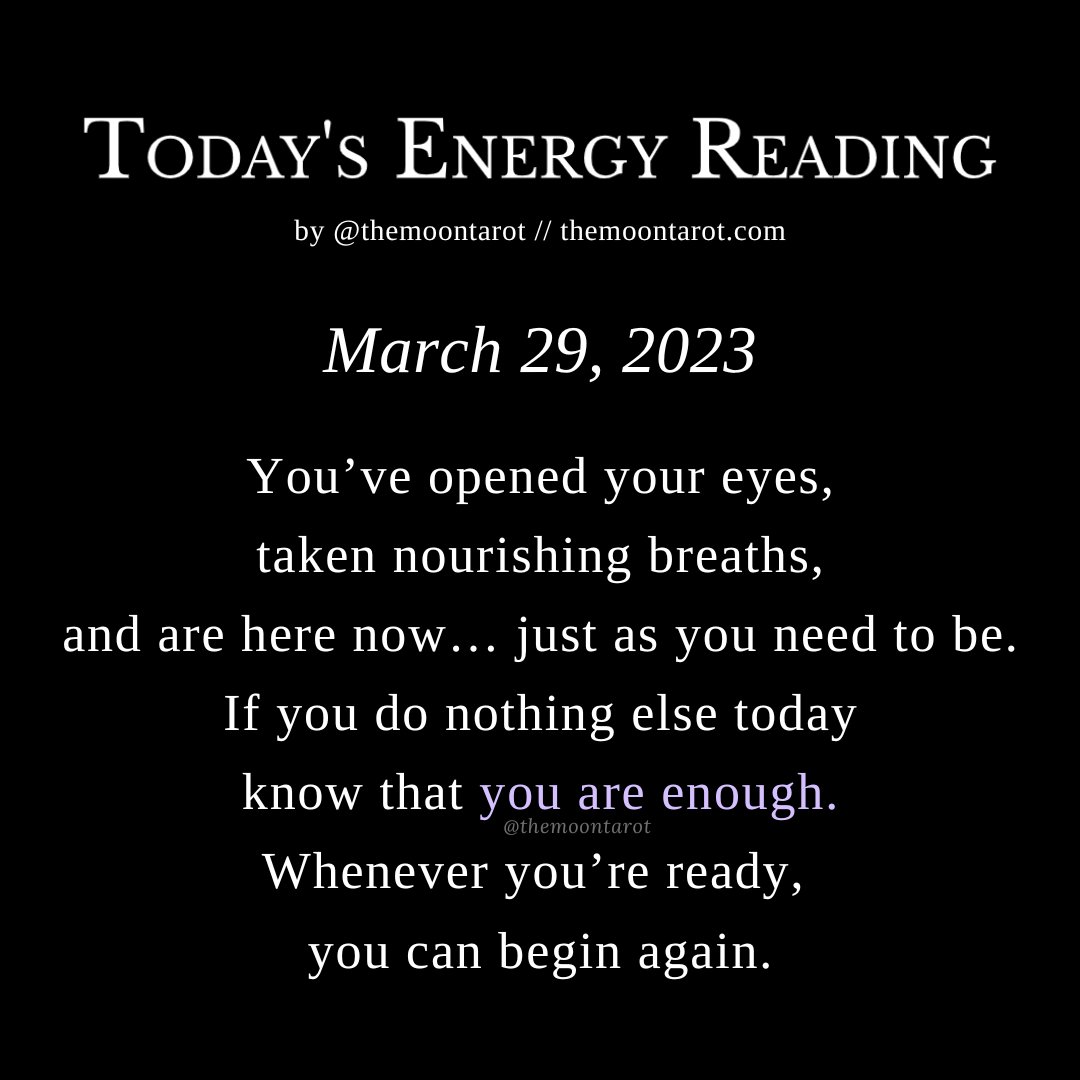 themoontarot_'s tweet photo. Today's Energy Reading: March 29, 2023

The stage has been set. Everything’s in place. When you’re ready to play, you’ll already have everything you need to inspire your spirit. Take your time, dear one. We’re not going anywhere without you. https://t.co/gFz8ILdBfo