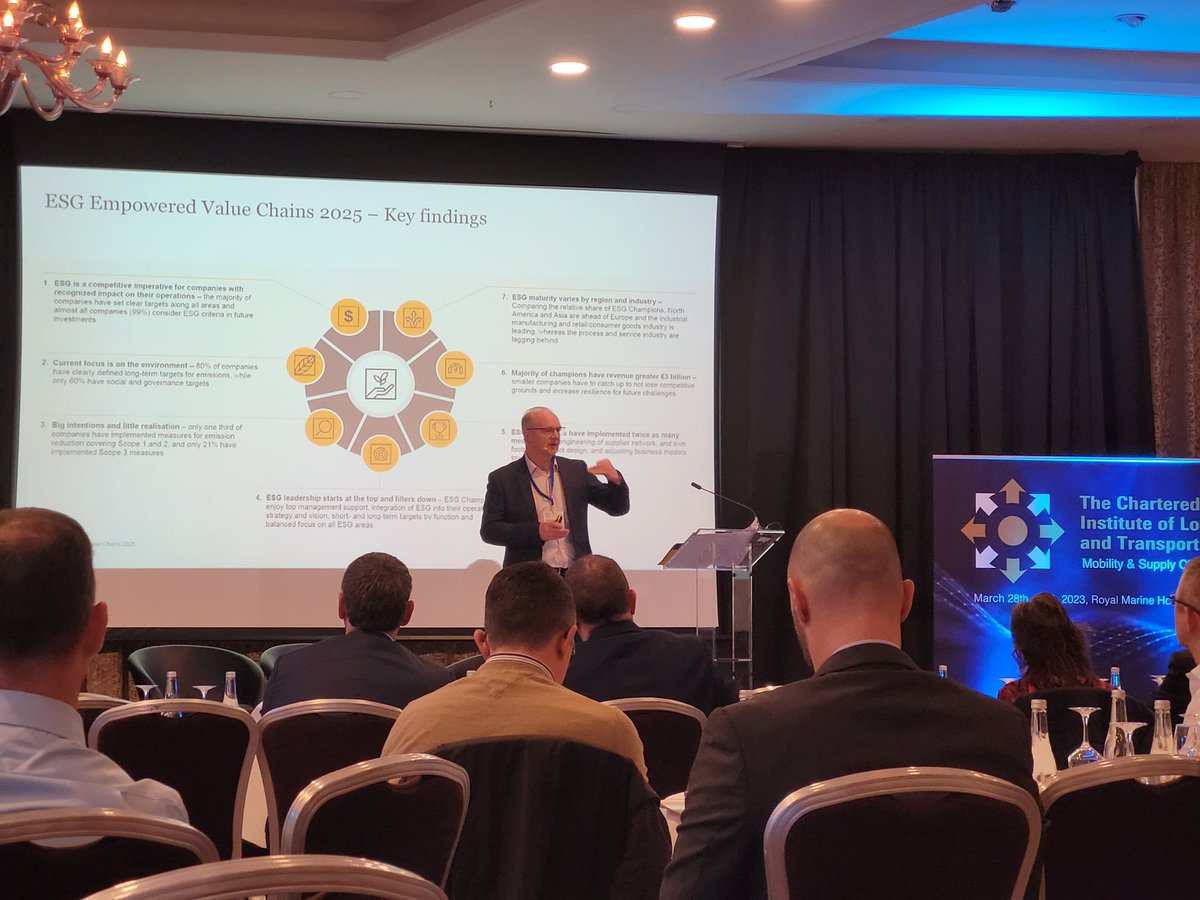 CILTIRL's tweet photo. Mark McKeever of @PwCIreland is the first session of the day as he presents PwC's most recent survey on ESG and Supply Chain. #LogisticsWeek #CILTIRL #CILTSummit https://t.co/QWZL8yunaX