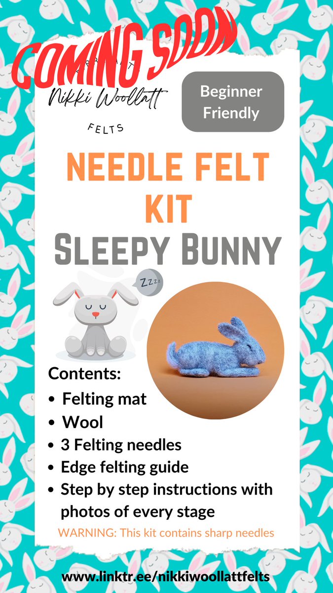 NWFelts's tweet photo. ￼
New kit coming soon! Make your own little sleepy bunny 🐰

If you sign up to my mailing list here I’ll email you a newsletter with all the details when it’s launched! https://t.co/uqL74yzUK4
#needlefelt #craftkit #sleepybunny #learnanewskill #craftcourses #MHHSBD #shopindie https://t.co/FbPaULwfXj