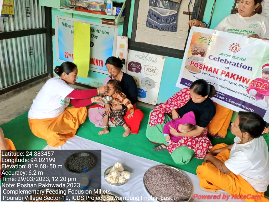 bem_hidang's tweet photo. #PoshanPakhwada2023 
#PoshanAbhiyaan
#InternationalYearOfMillets 
Awareness on Millets based Complementary feedings &amp; benefits of millets among the #ICDS Beneficiaries given by AWWs &amp; AWHs Sector 19 ICDS Project Imphal East-I #Manipur @narendramodi @MinistryWCD @POSHAN_Official https://t.co/qUltTBJ2XX