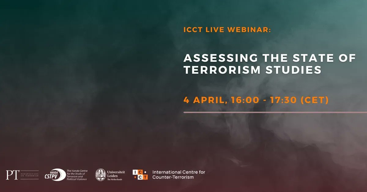 ICCT's next #webinar is less than a week away! On April 4th @tom_renard, @APSCHMID, @JJFForest, @Joana_Cook and @TimWilsonCSTPV will assess the state of #terrorism studies on the occasion of the new Perspectives on Terrorism issue release: buff.ly/3K6k1lM