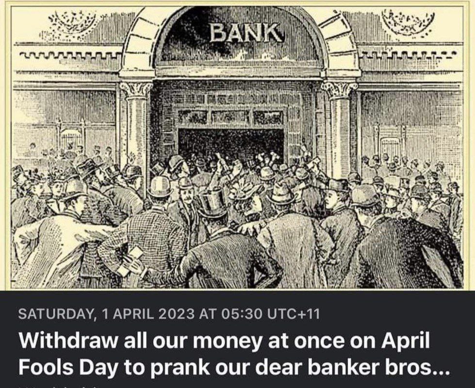 C_Capitalist's tweet photo. Με αφορμή την Πρωταπριλιά που έρχεται, ελάτε να κάνουμε όλοι μαζί μια φάρσα στις τράπεζες και να τραβήξουμε όλα τα χρήματά μας να δούμε τι θα γίνει...
Πλάκα θα έχει...😁😏 https://t.co/O2w4zsycdQ