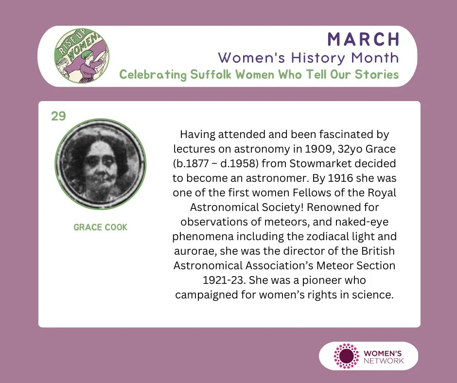SccWomens's tweet photo. Women's History Month Day 29 - #GraceCook #womenshistorymonth #WHM2023 #SuffolkWomen https://t.co/mmd3cK4AVB