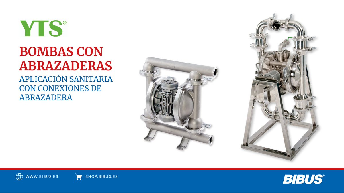 Nuevo sistema de sujeción mediante abrazaderas YTS, pensado para facilitar el mantenimiento. Todas las partes húmedas cumplen los requisitos de calidad alimentaria y el diafragma de PTFE no tiene disco central exterior, evitando la contaminación por residuos. 📧 info@bibus.es