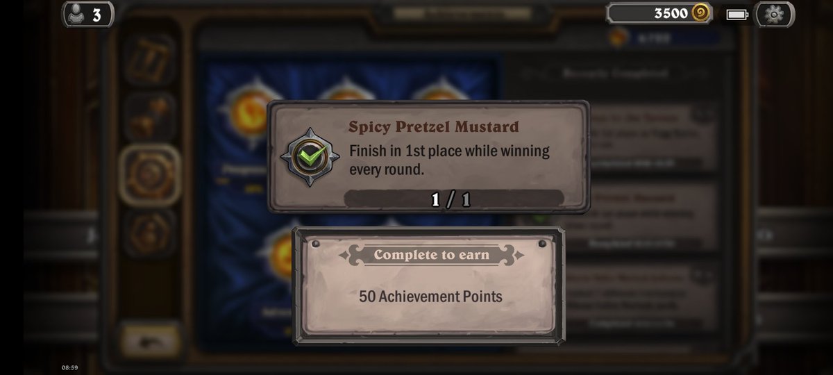Holy fuck, it took a while but I've officially peaked 🔥🥨🌭
#Hearthstone #completionist #achievementhunting #battlegrounds