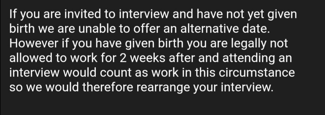 I was required to list my pregnancy as a disability on the application form for specialty recruitment in order to request an alternative interview date (interviews were 2 days after my due date) - this was denied after significant delay in getting an email response from HEE.