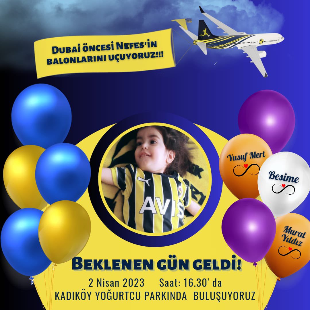 Dubai öncesi Nefes'in balonlarını uçurmak için hep birlikte buluşuyoruz...
Mücadelemizde yanımızda olan tüm taraftarımızı ve Nefescanları bu mutlu günde birlikte balon uçurmak için bekliyoruz.