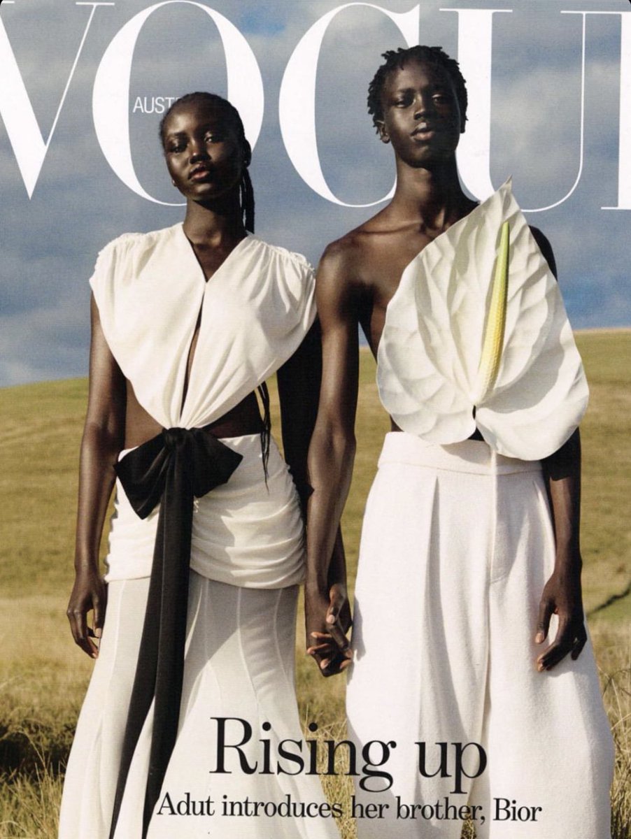BOTTEGAHOENETA's tweet photo. Adut Akech and her brother, Bior, for Vogue Australia https://t.co/niLB4RVUdO