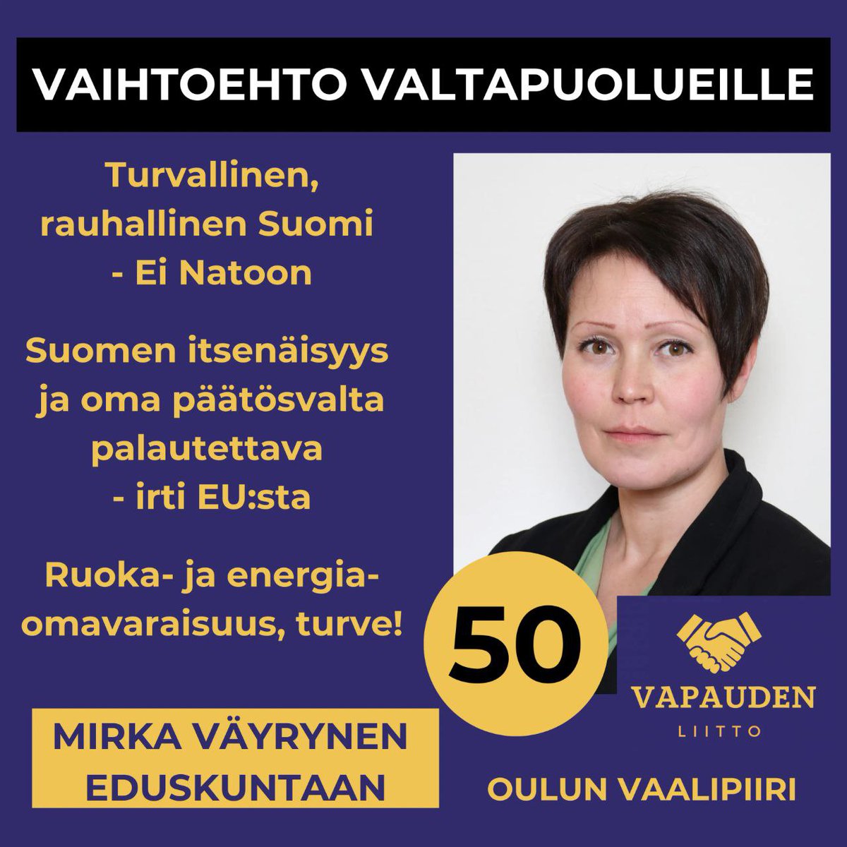 VapaudenLiitto's tweet photo. #oulunvaalipiiri https://t.co/gFdGkbBUou