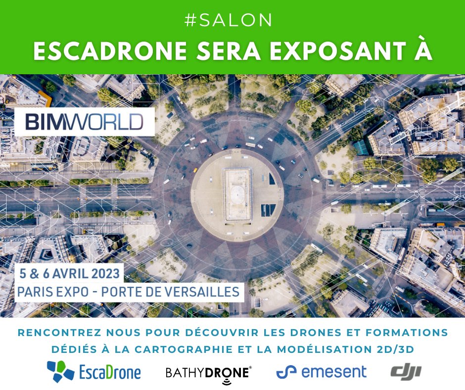Nous serons au @BIM World Paris les 5 et 6 avril prochains à Porte de Versailles ! 👋
Venez nous rencontrer sur notre stand, nous pourrons en profiter pour vous présenter les dernières nouveautés drone dédiés à la modélisation et à l'inspection d'ouvrages 😉