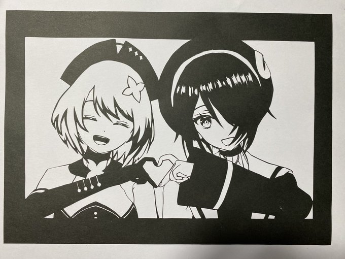 切り絵 （11/10）たまこま  🤎💜元画像は球磨川（ ）さんから頂きました☺️ありがとうございました✌️#音霊魂子  