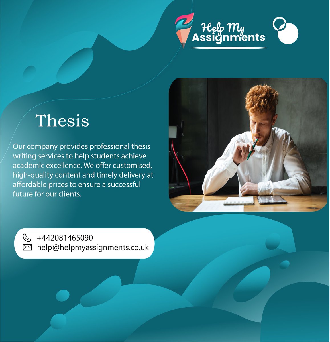 helpmyassign's tweet image. Are you working on your thesis but feeling overwhelmed? Don't worry, HelpMyAssignments is here to help! Our team of experts can provide you with high-quality thesis writing services that will help make your life easier.
#thesiswriting #thesishelp #thesisters #thesiswriting