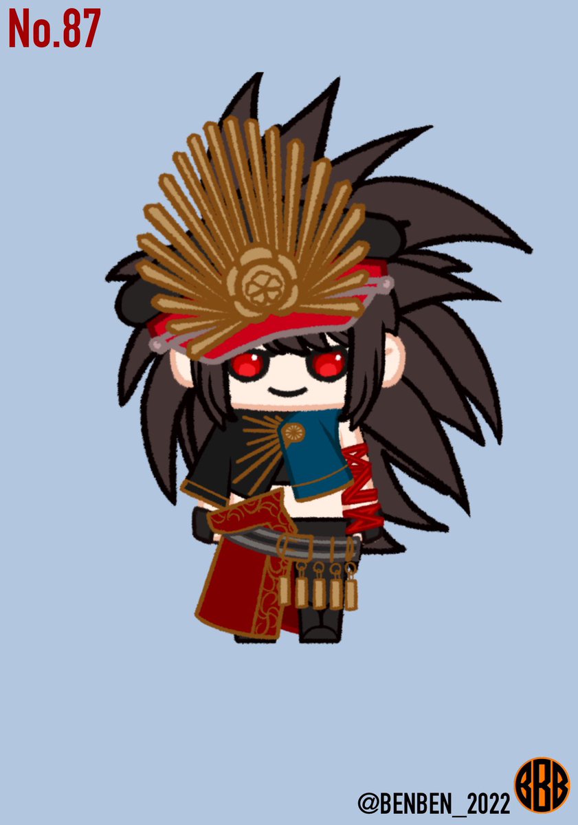 oda nobunaga (fate) red eyes oda uri solo long hair chibi hat male focus  illustration images