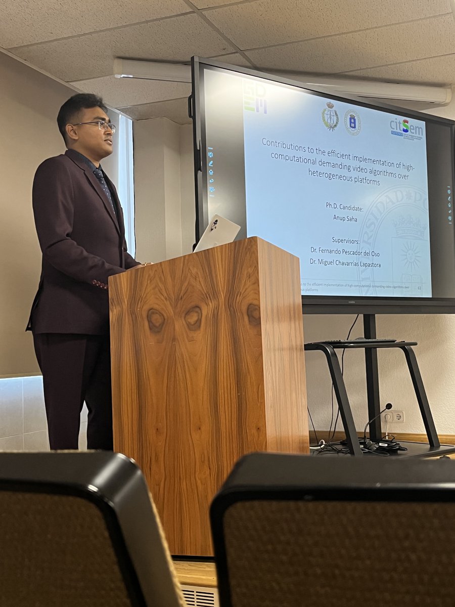 El martes 28/03/2023, Anup Saha (GDEM) ha defendido su Tesis Doctoral:“Contributions to the Efficient Implementation of High-Computational Demanding Video Algorithms over Heterogeneous Platforms", co-dirigida por D. Fernando Pescador del Oso y D. Miguel Chavarrías Lapastora.