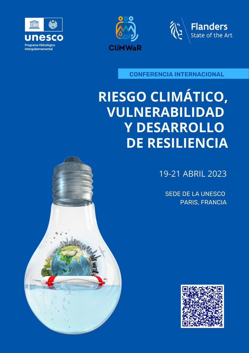 🚩¡Guarada la fecha📅! Quedan sólo 3 semanas para la Conferencia Internacional UNESCO-PHI sobre Riesgo Climático, Vulnerabilidad y Desarrollo de Resiliencia. 👉 Abril 19-21 👉 UNESCO sede (Paris)/en línea Registro👉unesco.org/es/articles/co…