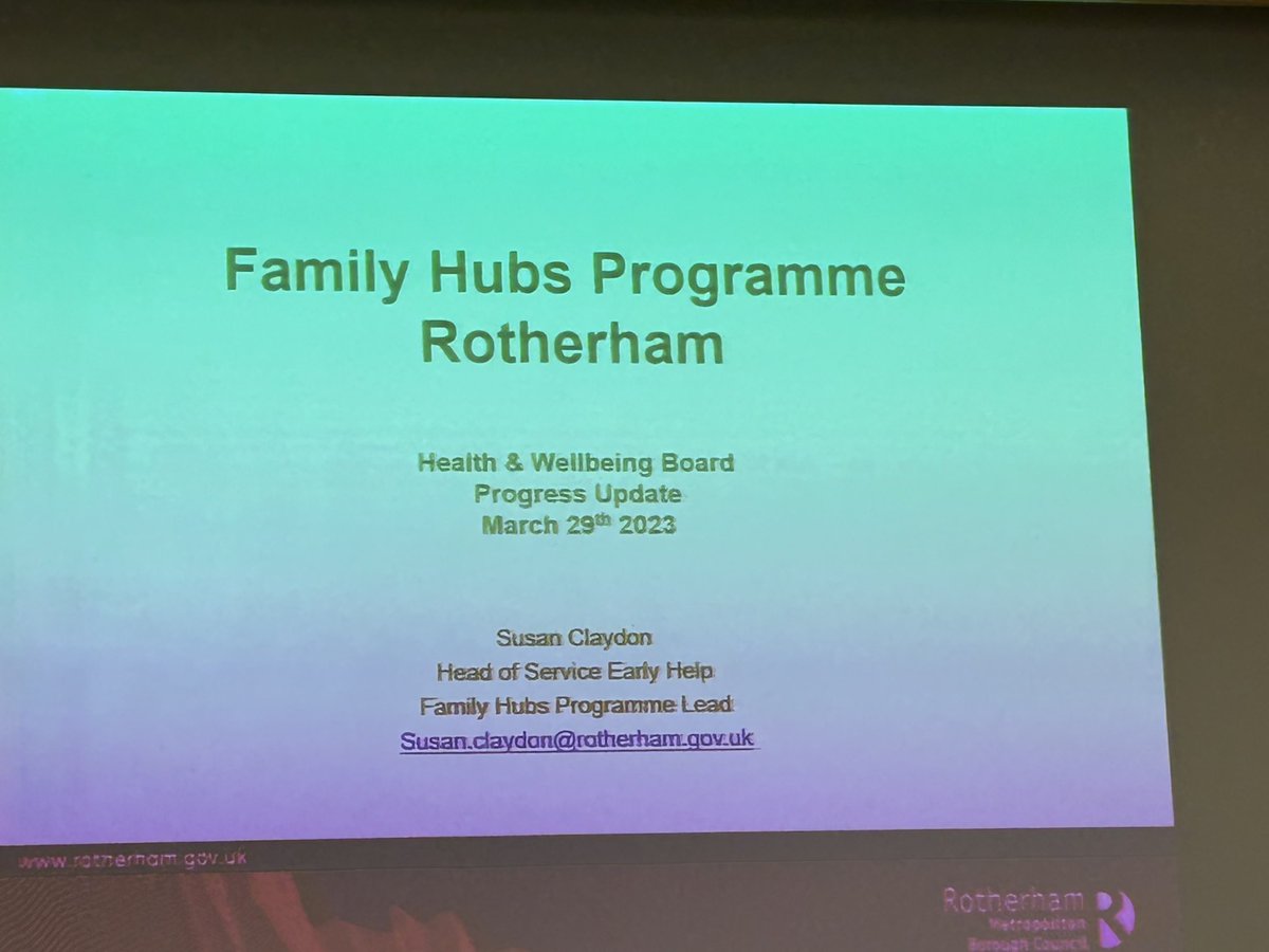 ChrisEdwardsNHS's tweet photo. Family Hubs top of the agenda this morning at the Rotherham Health and Well-being Board. https://t.co/CIg58n4hcO