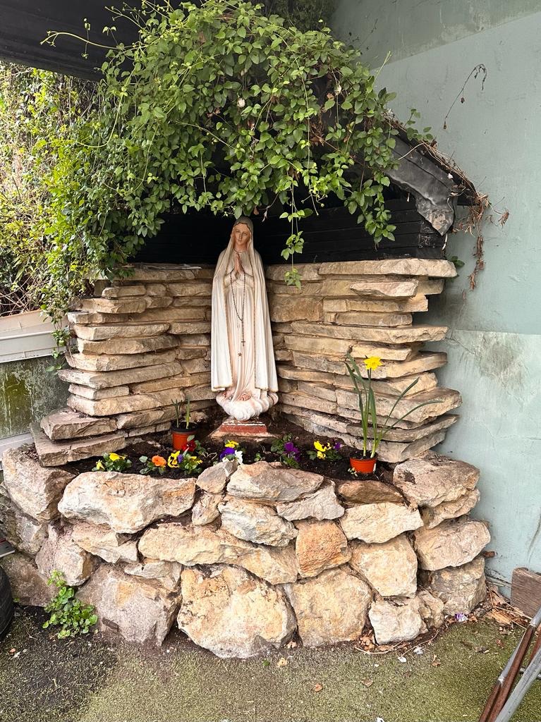 Spring has sprung around the Statue of Our Lady.