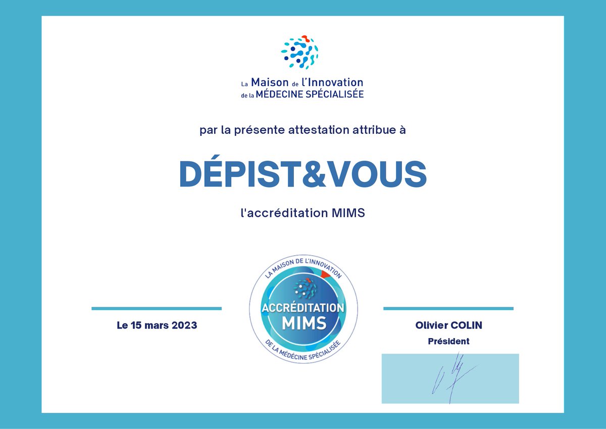 🏆 Reconnaissance et accréditation de Dépist&amp;vous par la MIMS !

📌 Le 16 février dernier, Charlotte Berthaut était au <a href="/Senat/">Sénat</a> pour présenter Dépist&amp;vous au comité scientifique de La Maison de l'Innovation de la Médecine Spécialisée. <a href="/LaMaisondelInn1/">Maison de l'Innovation de la Médecine Spécialisée</a>  

#innovation #esante #Sante