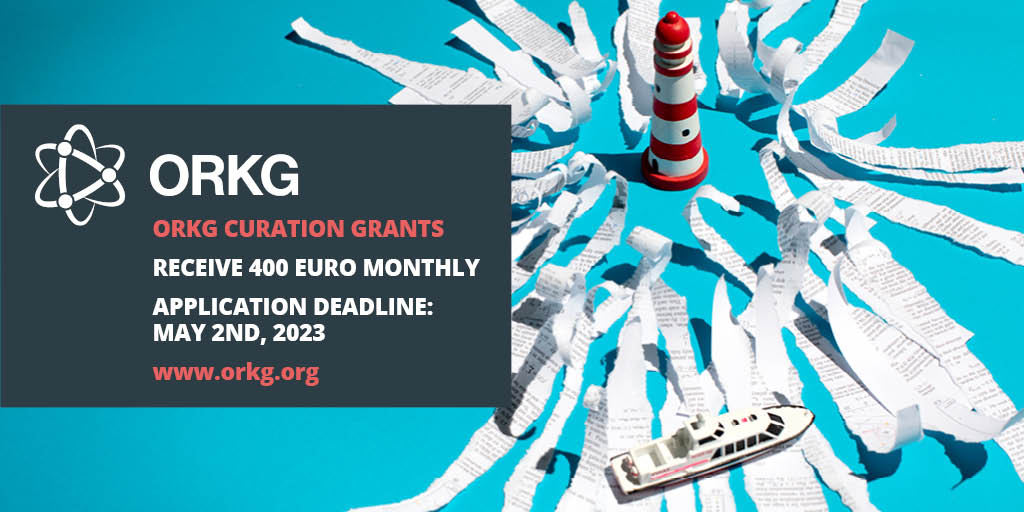 You can still apply for our Curation Grants!
If you want to receive 400€ monthly to save researchers from the publication flood, see orkg.org/page/call-cura…
We are looking for scientists from various fields such as #climatescience, #physics, #computerscience, #chemistry and more