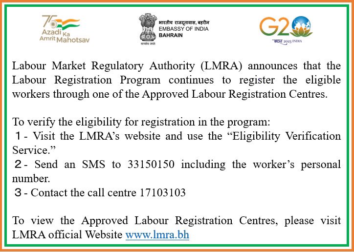 Labour Market Regulatory Authority @lmrabh announced that the Labour Registration Program is continuing. Eligible workers are advised to register their details at Approved Labour Registration Centres. For More: shorturl.at/tADOP