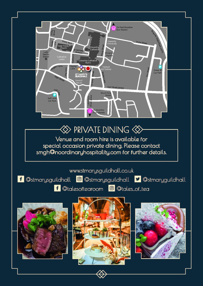 Coventry & Warwickshire Champions (@cwchampions) on Twitter photo Join <a href="/noordinaryhosp/">No Ordinary Hospitality Management</a> on 13th May 2023 at <a href="/stmaryguildhall/">St Marys Guildhall (Official Site)</a> as they launch evening dining at their Tales of tea restaurant!
stmarysguildhall.co.uk/tales-of-tea/ Join <a href="/noordinaryhosp/">No Ordinary Hospitality Management</a> on 13th May 2023 at <a href="/stmaryguildhall/">St Marys Guildhall (Official Site)</a> as they launch evening dining at their Tales of tea restaurant!
stmarysguildhall.co.uk/tales-of-tea/