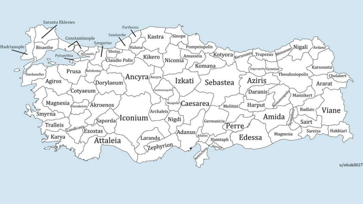 Türkiye'deki illerin, Bizans/Roma dönemlerindeki isimleri.