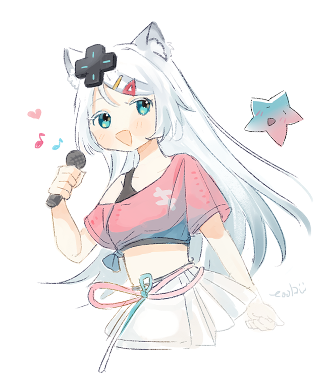 1girl animal ears solo microphone skirt holding holding microphone  illustration images