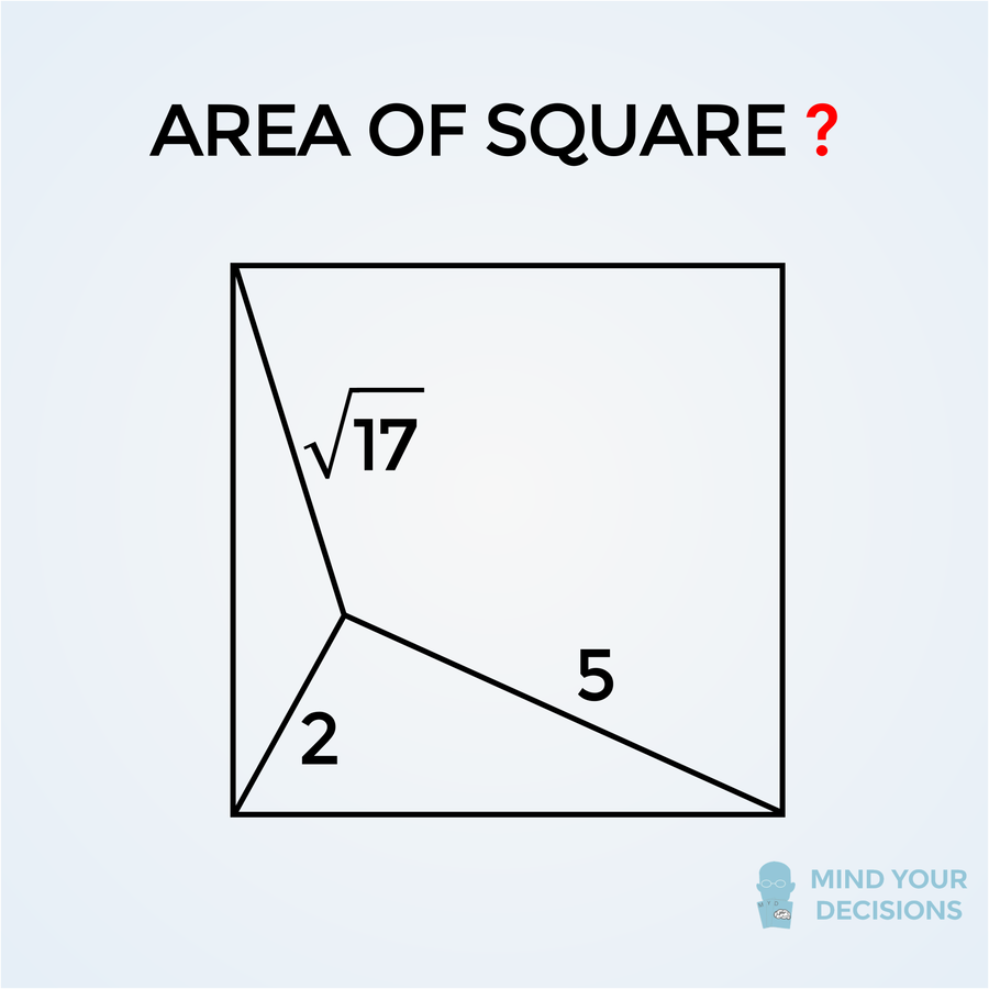 Presh Talwalkar from MindYourDecisions on Twitter "Mathematical puzzle. What is the area of the