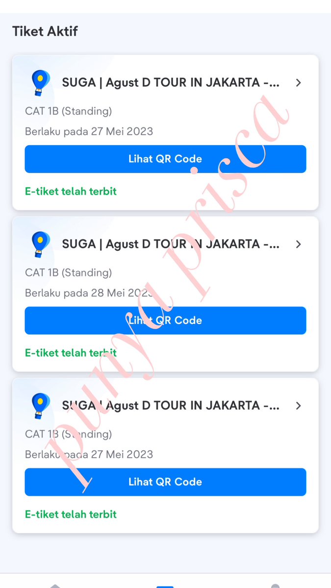 masih ga nyangka bisa dapetin tiket #SUGA_AgustD_TOUR  dengan war sendiri 😭😭😭😭 6 tiket di tempat yang sama semua 
see you on May suga / min yoongi / agust d