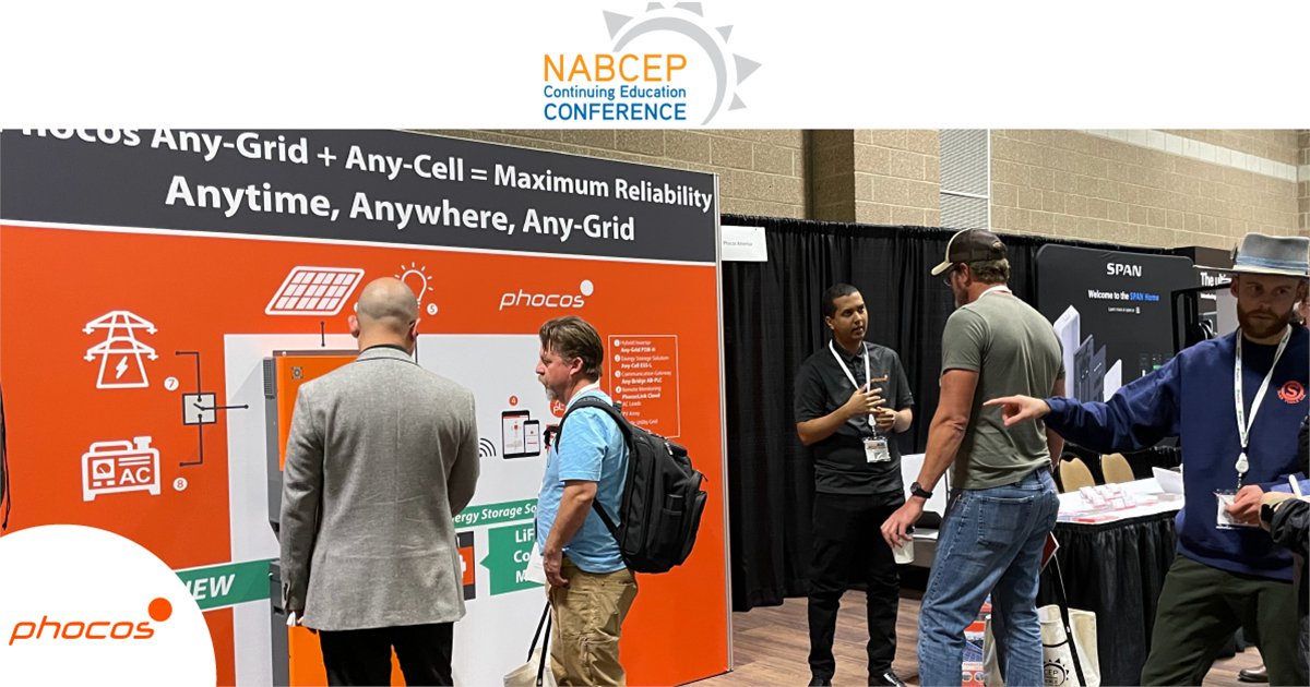 phocos's tweet image. Day 1:  @NABCEP CE Conference 2023 was a success!  This is a quality event that grows every year with experienced #solarinstallers asking great questions about hybrid inverters, energy storage, remote monitoring &amp;amp; solar charge controllers.

MO, USA

#nabcep #solar