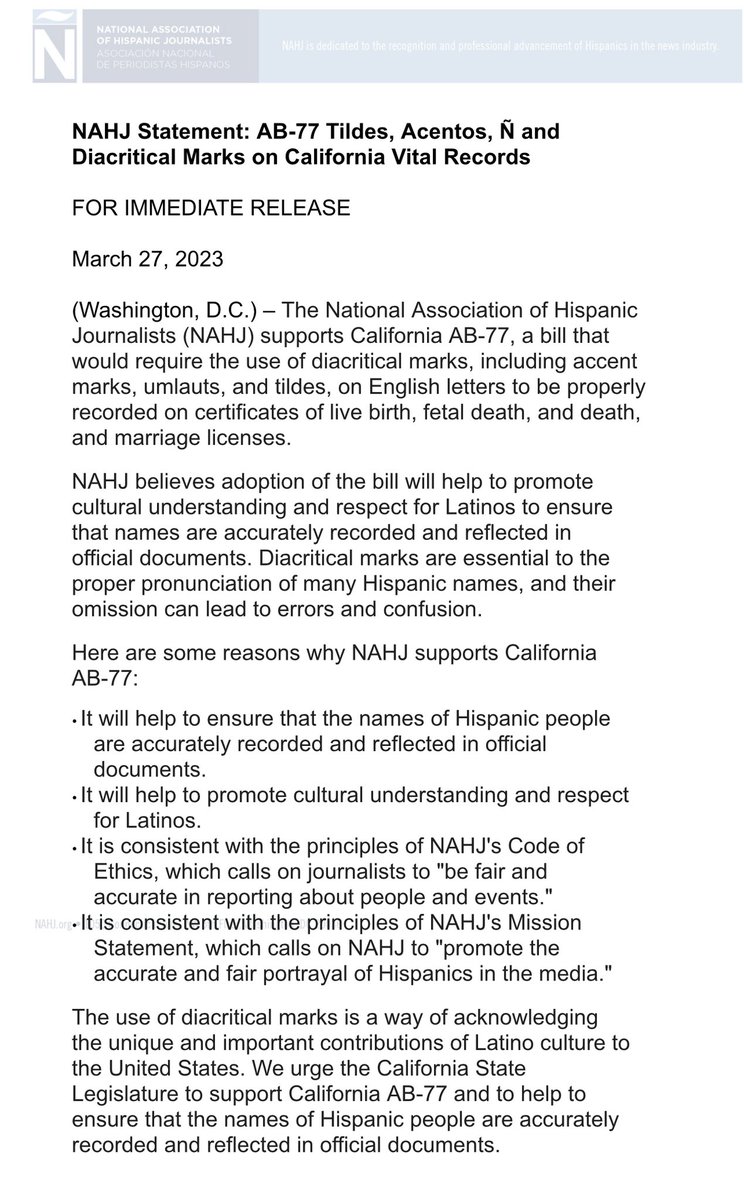 politico19's tweet photo. @VCastroTV @DPenaTx @TopStoryNBC @SaraGMacias @jackiemontt @NBCNews Thank you @NAHJ @YCabreraOC @DPenaTx for your letter of support for Nicolás’s bill, Assemblymember Pacheco #AB77 #PonleAcento Passed its first #caleg committee w/bipartisan support! https://t.co/WaYXDnzqq3