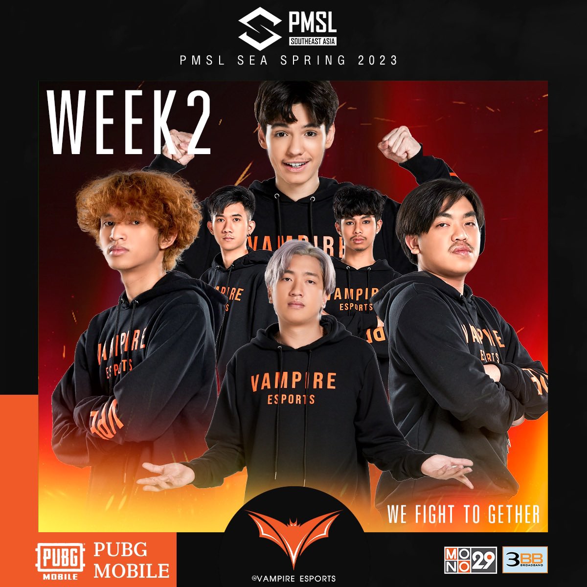 VPEesportsth's tweet photo. 🏆 𝐏𝐔𝐁𝐆 𝐌𝐨𝐛𝐢𝐥𝐞 𝐒𝐮𝐩𝐞𝐫 𝐋𝐞𝐚𝐠𝐮𝐞 𝐖𝐞𝐞𝐤 𝟐
Week 2 is coming. Can we hold the champion of week 2? Let's see 🧡
#wefighttogether #pubgmobile #pmsl2023
#nOOzy #SchwepXz #TonyK #Stoned #FlukeTH https://t.co/gtY8Io3nby