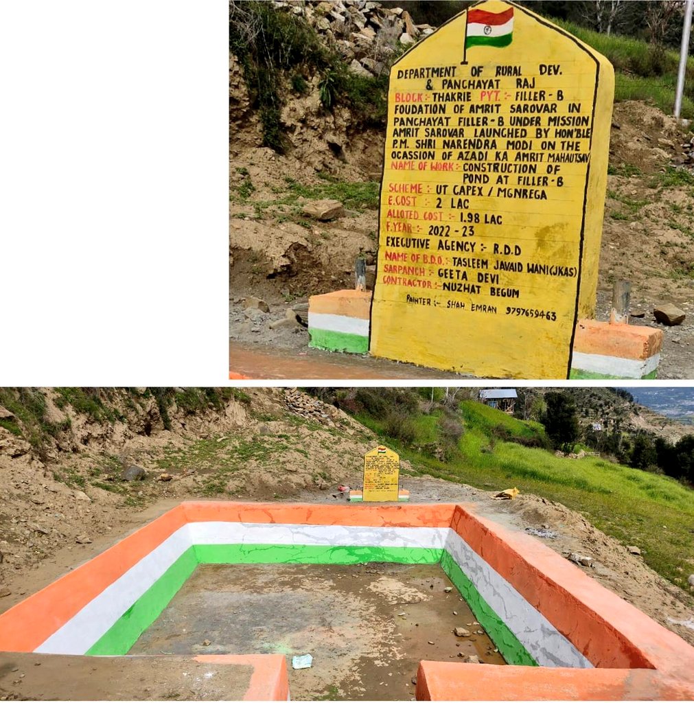 DICKishtwar's tweet photo. Amrit Sarovars recently completed in Pyt Filler A &amp; Filler B of Block Thakraie.

#MissionAmritSarovar
#MakingEveryDropCount
#DevelopingWaterBodies 

@OfficeOfLGJandK
@diprjk
@jkrddpr
@dckishtwar 
@Devansh_IAS
@infjammu 
@ddnews_jammu https://t.co/pvyFn6U5bO