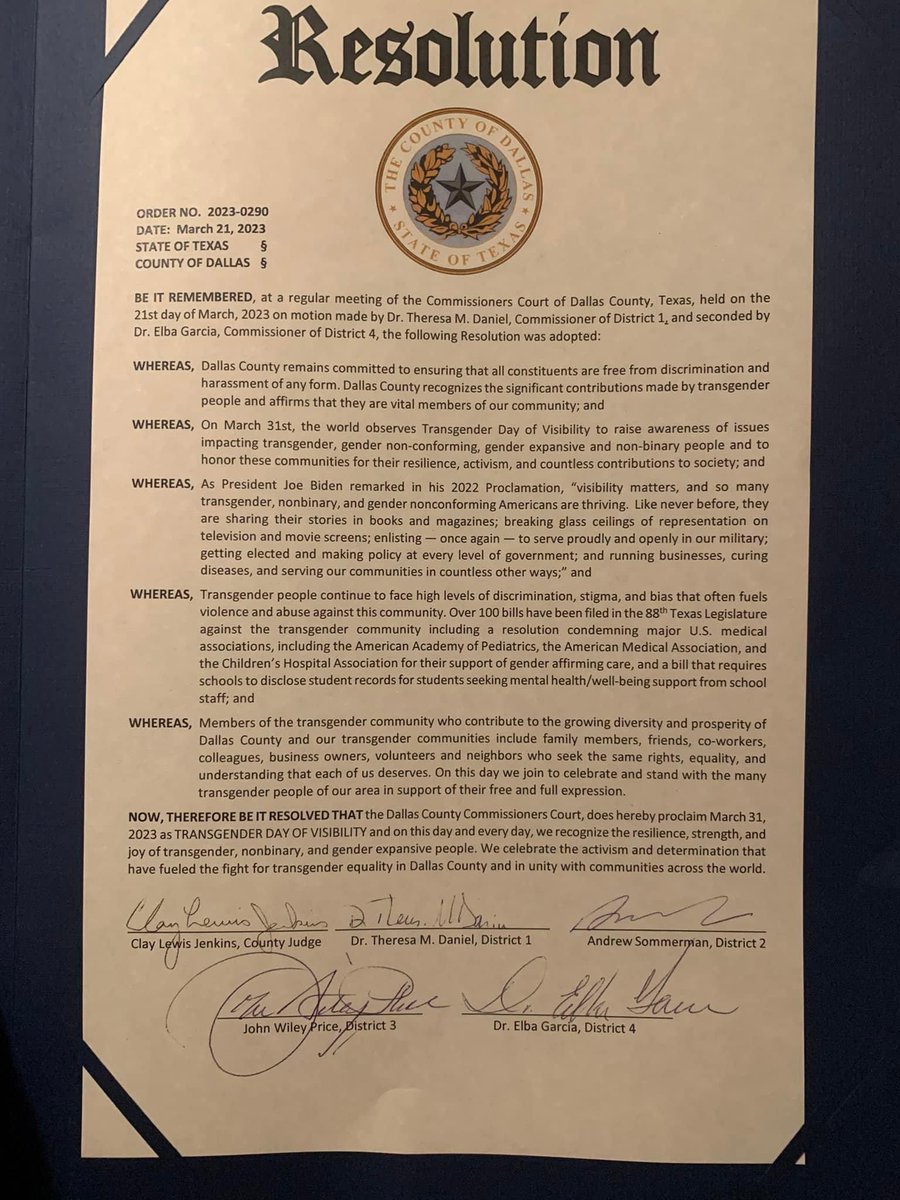nutransmovement's tweet photo. Susie Hess, Michelle Jennifer Hess &amp; momma bear Rachel Gonz are committed to amplifying trans voices &amp; taking up space unapologetically. 🏳️‍⚧️ Celebrating Transgender Visibility 🏳️‍⚧️ Thank you, Commissioners Court! #transisbeautiful @CityOfDallas @StonewallDalCo https://t.co/Nqyt8pTMkl