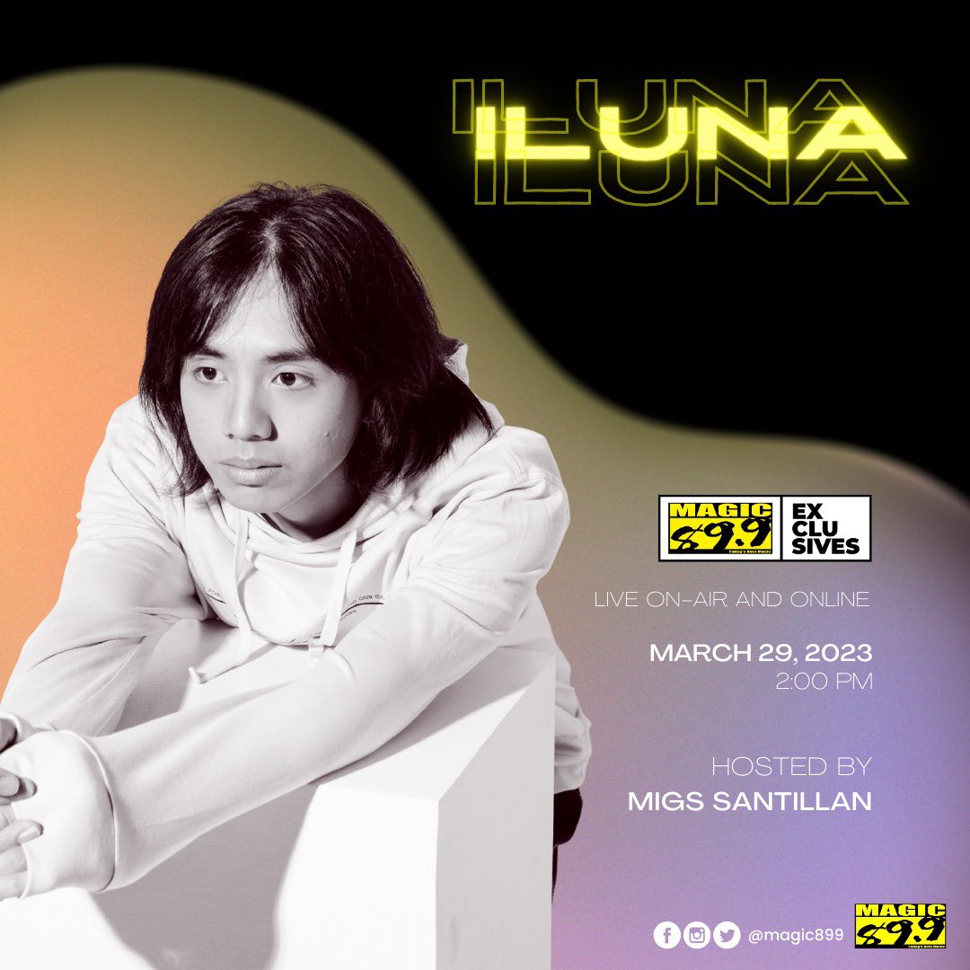 Magic899's tweet photo. Get ready to make some dreams come true as well get to know viral hitmaker #ILUNA a little more, especially with his hit “panaginip”, here on Magic 89.9 later at 2pm! ✨#MagicExclusives #BeTheMagic #EverythingsMagic https://t.co/766culorqB