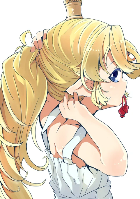 ポニーテールを作るシャルロッテ 