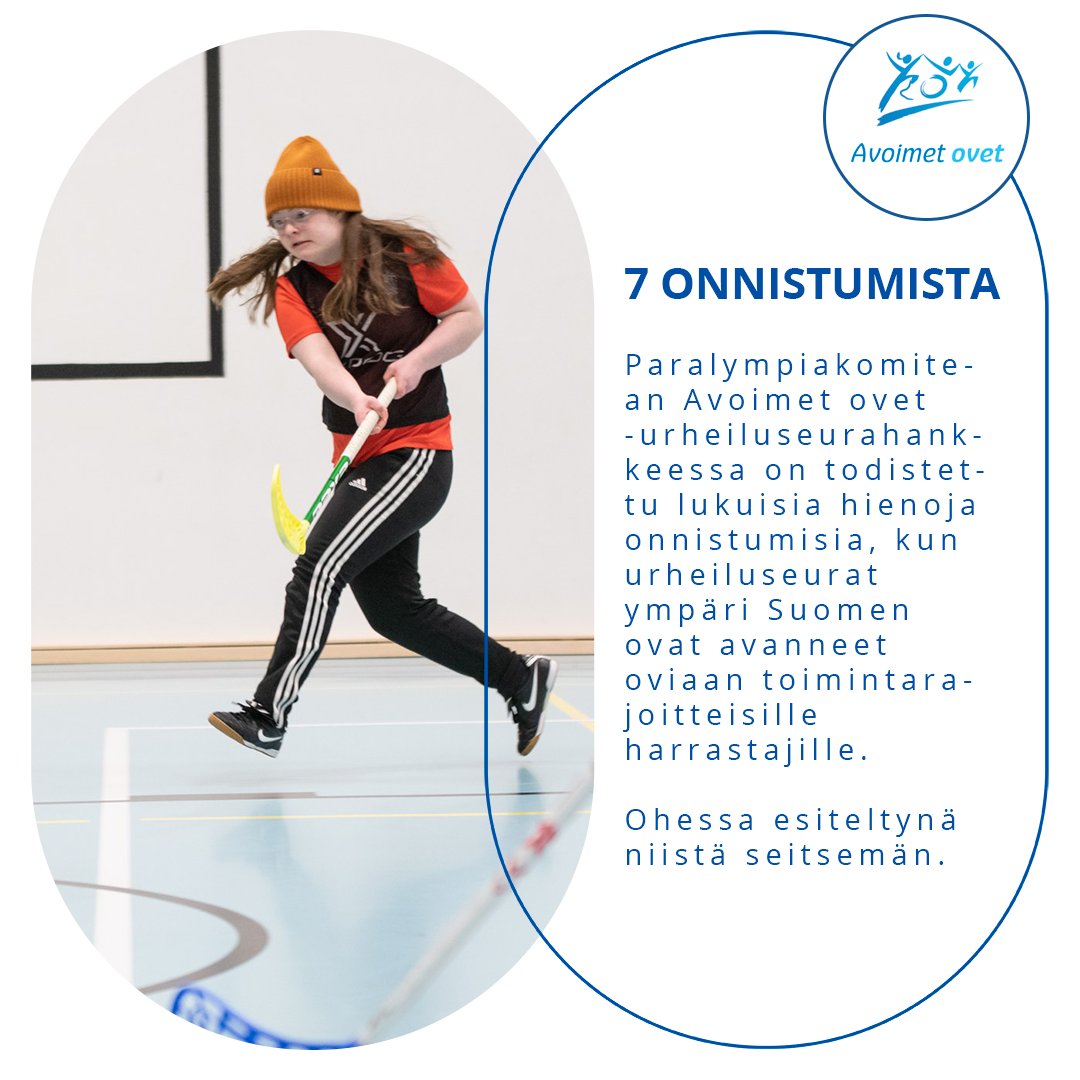 FinnParalympic's tweet image. Santa's United, Oulun Pyrintö, Nivalan Saukot, Hyvinkään voimistelu ja liikunta, Mikkelin Kilpa-Veikot, Äänekosken Huima, Oriveden Ponnistus.

Esiteltynä 7 hienoa onnistumista Paralympiakomitean Avoimet ovet -urheiluseurahankkeesta: paralympia.fi/uutinen/10407-…

#AvoimetOvet