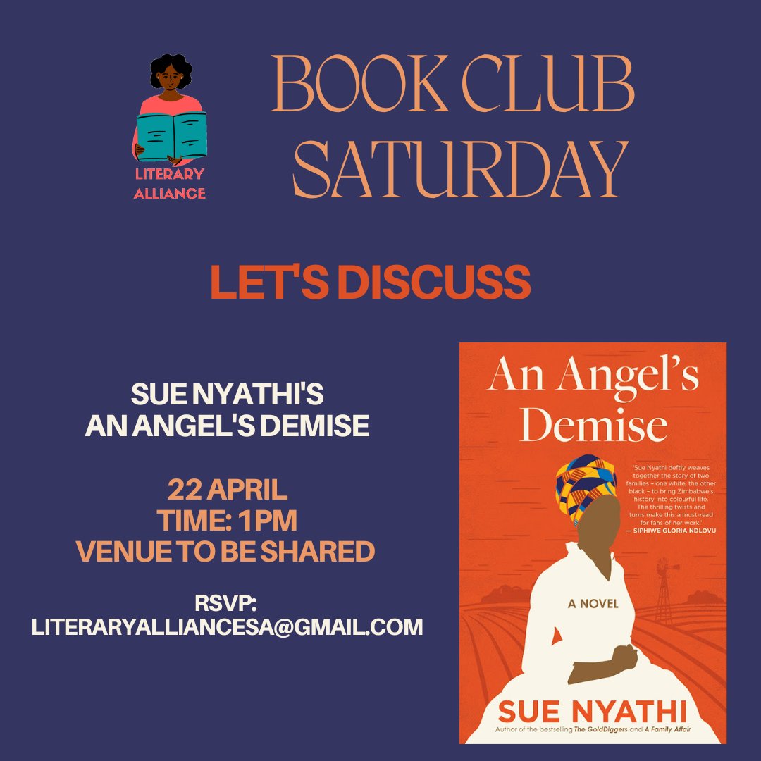 This April, let’s get together and chat about <a href="/SueNyathi/">Sue Nyathi</a>‘s An Angel’s Demise for #BookClubSaturday. Everyone’s welcome 💫