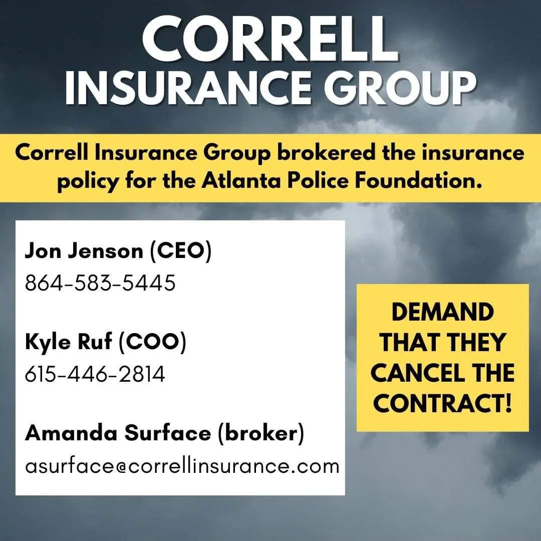 Richard79215390's tweet photo. @defendATLforest These three insurance companies are funding Cop City. Tell then to #dropthecontract #stopcopcity #defendtheforest https://t.co/FstLv6Aenj