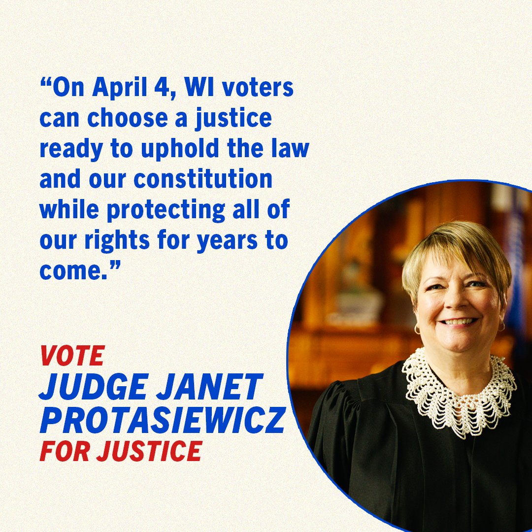 SwingLeftSGV's tweet photo. The Wisconsin State Supreme Court election is a critical election that will have a national impact. Judge Janet Protasiewicz is the best candidate to return common sense and the rule of law back to the court. #swingleftsgv #democrat https://t.co/f74OFtwD0T