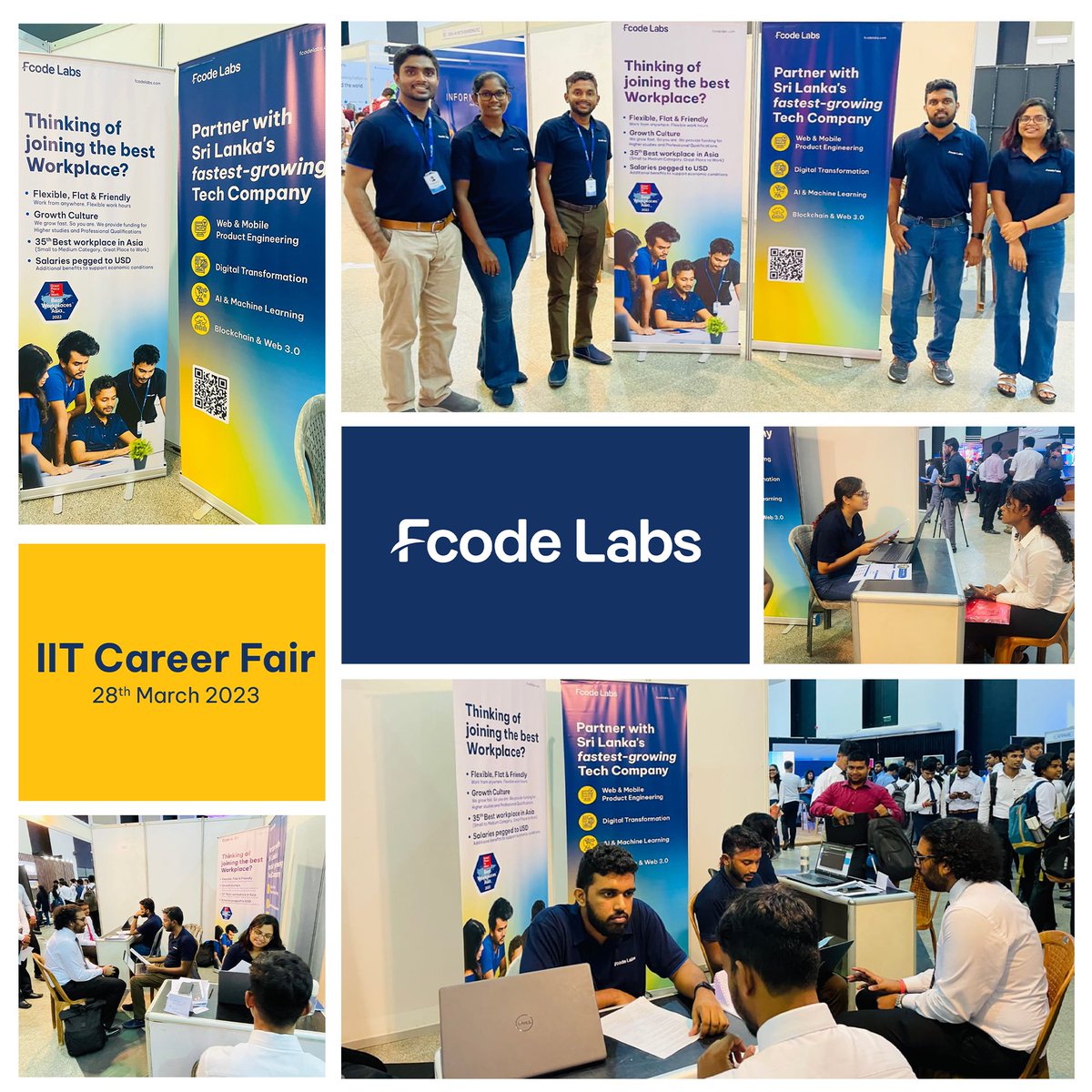 FcodeLabsLive's tweet image. Exciting day at the IIT Career Fair as Fcode Labs joins the lineup of top tech companies looking for top talent.
The enthusiasm of the young undergraduates who visited us at BMICH was promising. We welcome all the new faces with joy! 💙🎉
#Fcodelabs #Fcode #IIT #IITcareerfair