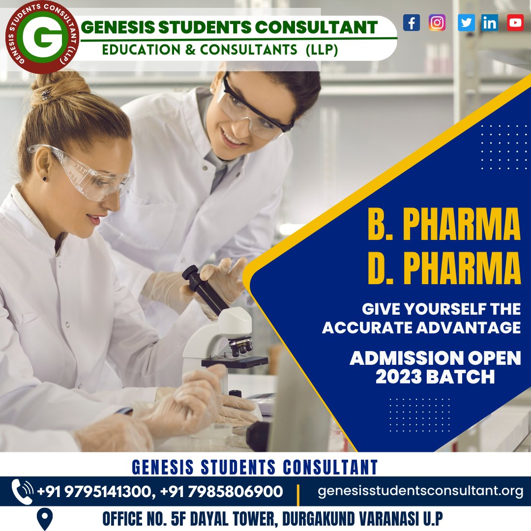 Grab the great opportunity with Genesis Student Consultant. Your one stops solution for all your admission Guidance.
:
Call & Whatshapp-7985806900 / 9795141300
:
Book Your Seat And Confirm Admission.
:
#genesisstudentsconsultants #dpharmacy#bpharmacy #pharmacist #pharmaceutical