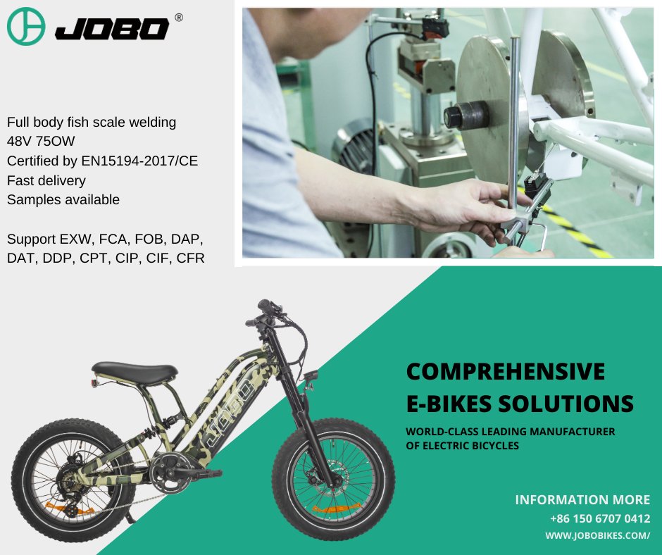 Jobobike_OEM's tweet photo. With years of experience in the industry, JOBO's professional design team will work with you to create a unique and stylish electric bike that fits your needs, budget, and lifestyle.🌅
____
#electricbike #ebike #OEM #bikefactory #ebikesupplier #JOBOBIKE #Ebikefactory https://t.co/nMbguvj1Qb
