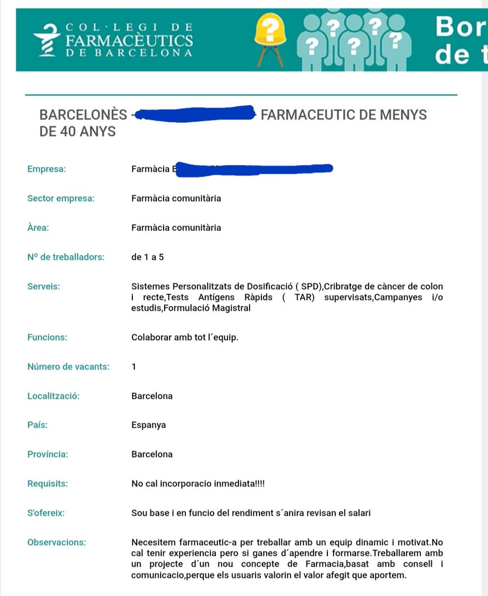 FarmaIndignat's tweet photo. Miro x casualitat borsa d treball d @farmaceuticsbcn i em trobo amb aquesta greu #discriminació: si ets d +40, no et volem. Si ets d -40 i el teu rendiment és bó (miren tiquets venda?), potser pugem salari. Plouran candidats... 🤨
#NouConcepteFarmacia
@treballcat @afascat https://t.co/6J6mHpnLSc