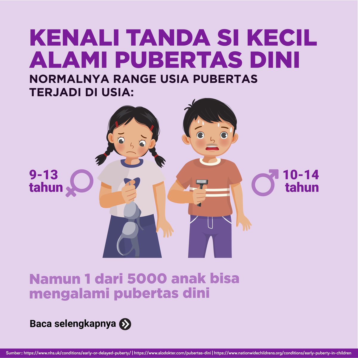 Nutrisi_Bangsa's tweet photo. Bunda, yuk pantau perubahan yang dialami si Kecil saat beranjak remaja. Karena #pubertasdini bisa terjadi kepada sebagian anak yang dipicu oleh beberapa faktor.
Yuk, kenali tanda dan pemicu pubertas dini pada anak😊
#NutrisiMasaDepanKeluarga #NUBInfo #Pubertas https://t.co/VHjdqwNnhu