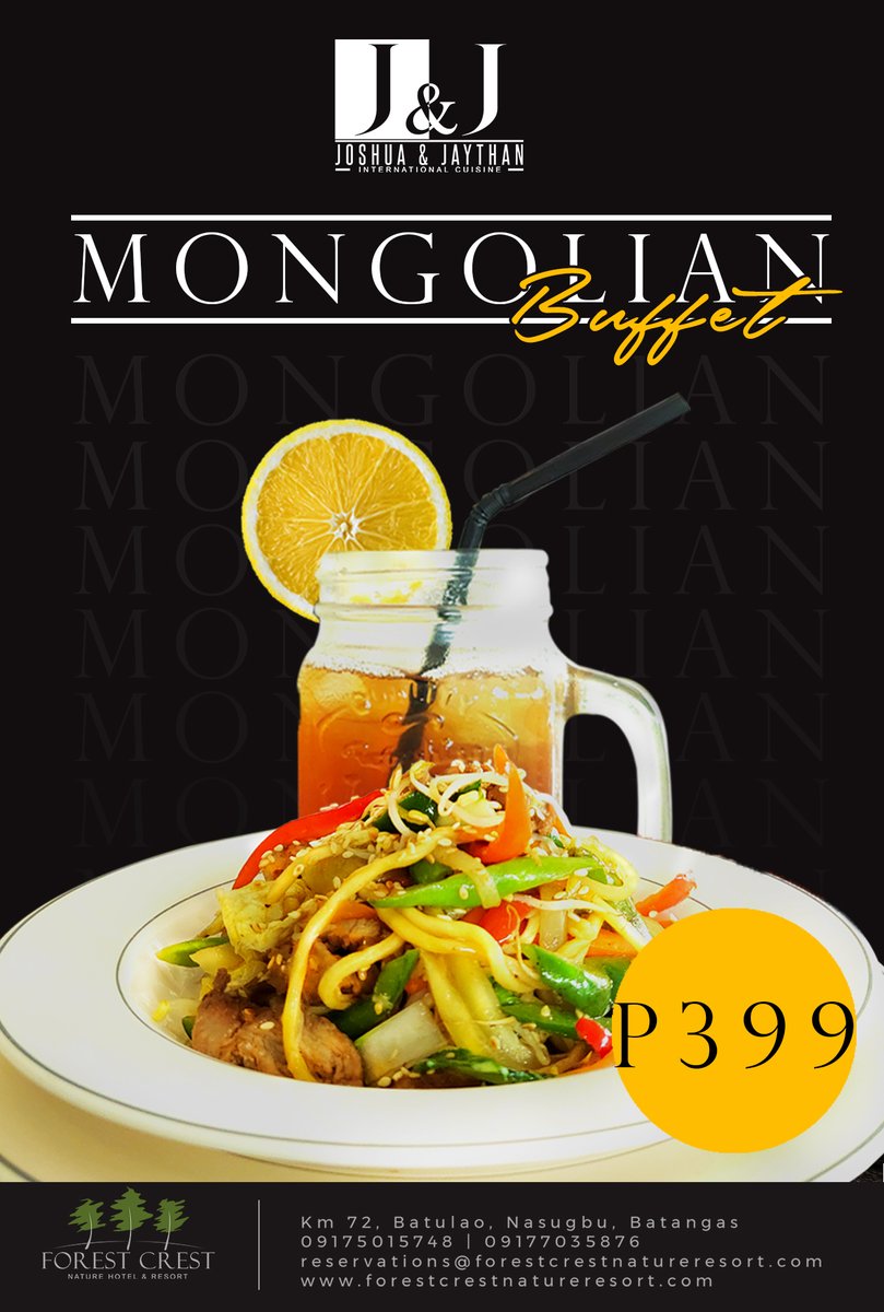 forest_crest's tweet photo. For only 399 pesos ,Stimulate your taste bud with the combinations in Mongolian Buffet. It is a taste you'll surely remember.

For more inquiries call Us at 09175015748 | 09177035876
or Visit our website at https://t.co/yIMtK34T5F https://t.co/tXaQxRh8kO