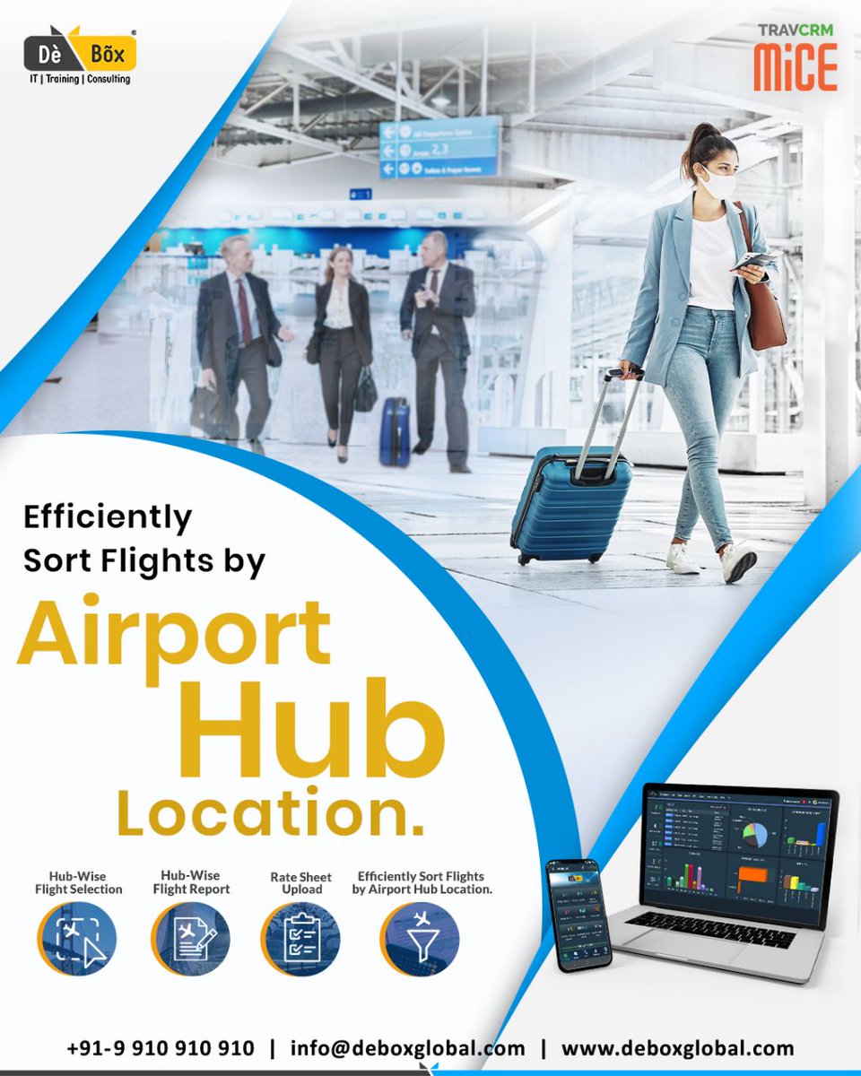 debox_global's tweet photo. Efficiently sort flight by Airport Hub Location.
Takeoff with TRAVCRM MICE.
Visit us now : https://t.co/8DKhdq3aXR
#mice #micecrm #software #CRM #crmsoftware #travel #TravelCRM #crmsoftware #tech #trends #technology #DeBoxGlobal https://t.co/OKAUyf3PLc